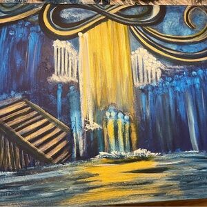 Vibrant Blue and Yellow Abstract Canvas Art